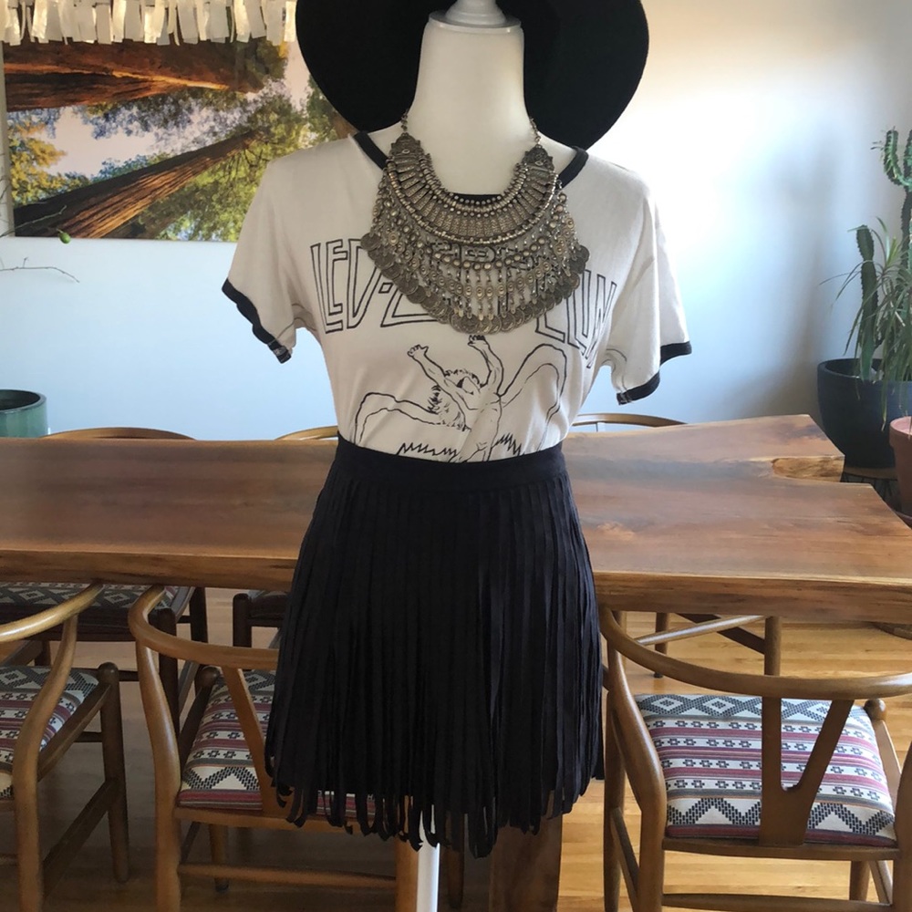 Suede Fringe Skirt